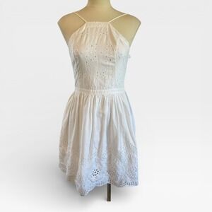 Abercrombie &‎ Fitch White Eyelet Cottagecore Halter Dress Size S